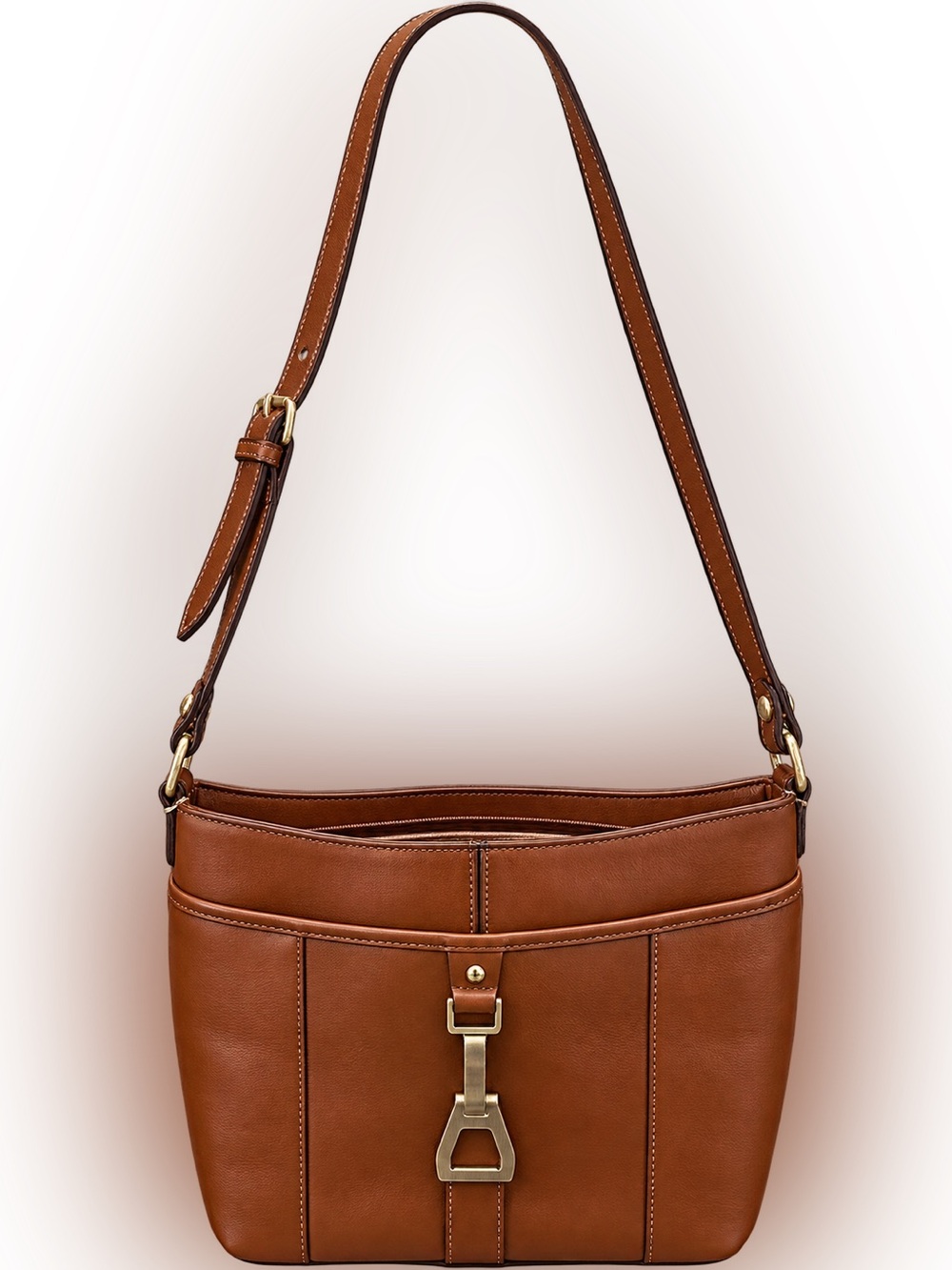 Etienne Aigner Tan Brown Leather Shoulder Bag with Gold Hardware